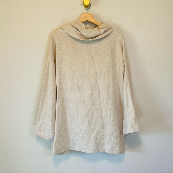 Soft Surroundings Taylen Beige Linen Cotton Blend Tunic Cowl Neck Top Size L - Picture 7 of 7